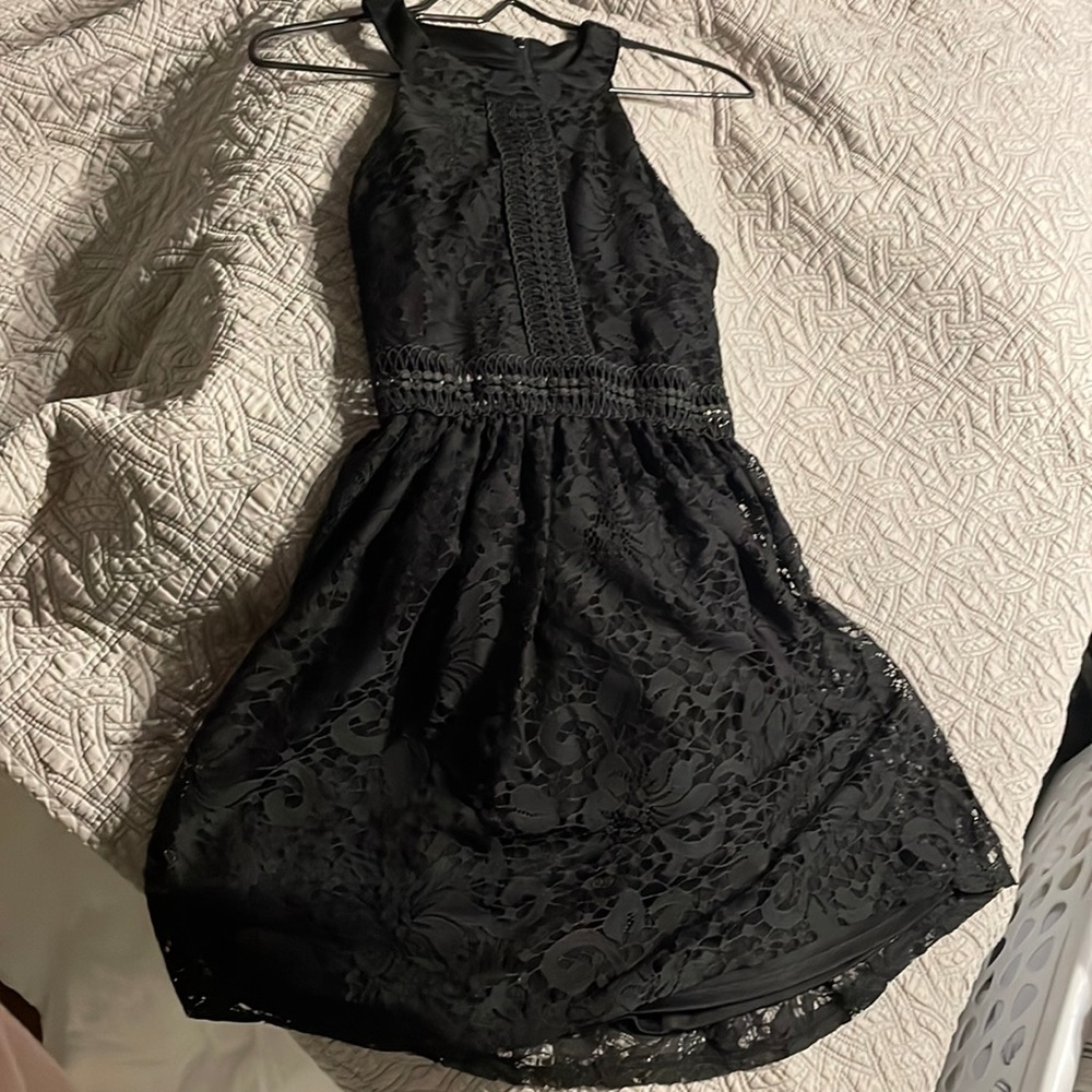 Sexy LBD lace SEE Video fully lined dress, beautiful crocheting belt zipper back